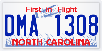 NC license plate DMA1308