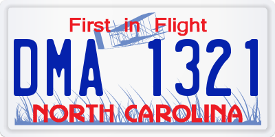 NC license plate DMA1321