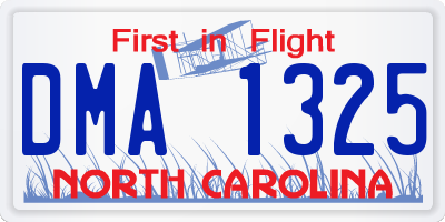 NC license plate DMA1325