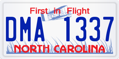 NC license plate DMA1337