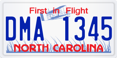 NC license plate DMA1345