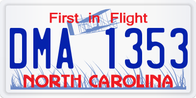 NC license plate DMA1353