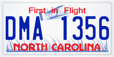 NC license plate DMA1356
