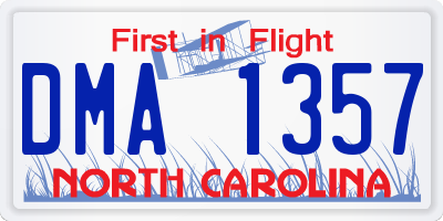 NC license plate DMA1357