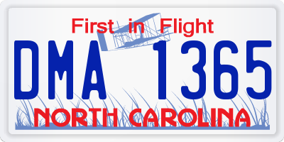 NC license plate DMA1365