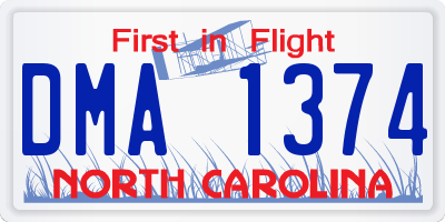 NC license plate DMA1374