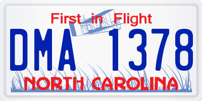 NC license plate DMA1378