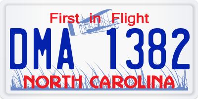 NC license plate DMA1382