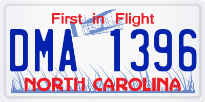 NC license plate DMA1396