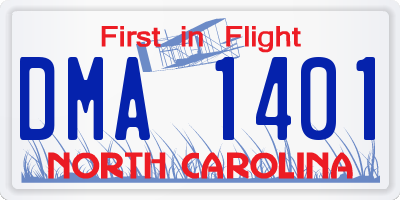 NC license plate DMA1401