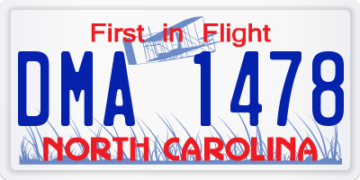 NC license plate DMA1478