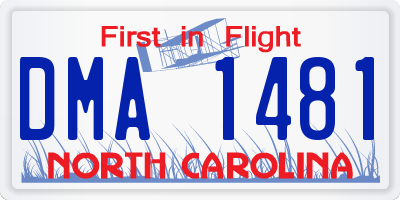 NC license plate DMA1481