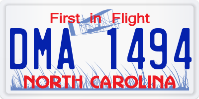 NC license plate DMA1494