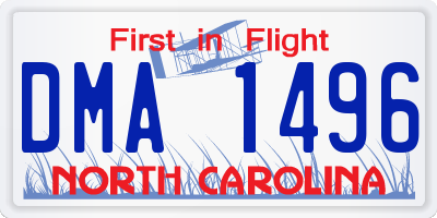 NC license plate DMA1496