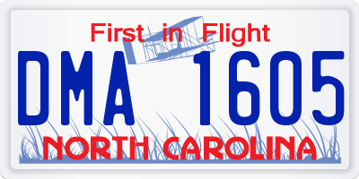NC license plate DMA1605