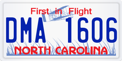 NC license plate DMA1606