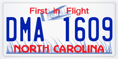 NC license plate DMA1609