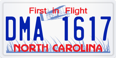 NC license plate DMA1617
