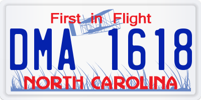 NC license plate DMA1618