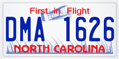 NC license plate DMA1626