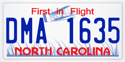 NC license plate DMA1635