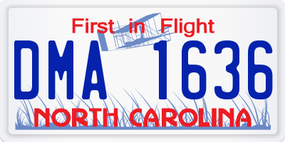 NC license plate DMA1636
