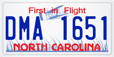 NC license plate DMA1651