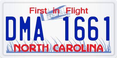 NC license plate DMA1661