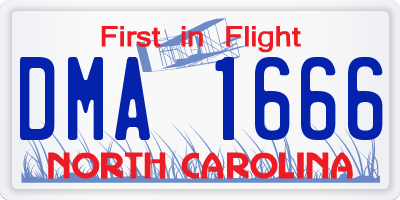 NC license plate DMA1666