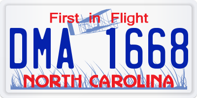 NC license plate DMA1668