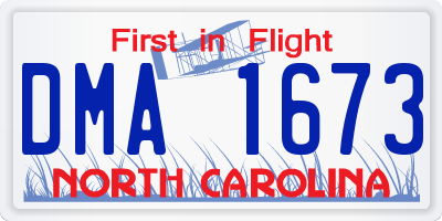 NC license plate DMA1673