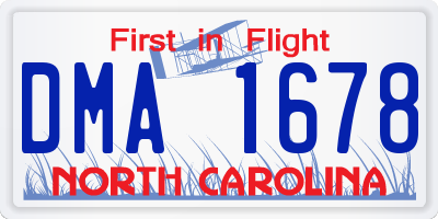 NC license plate DMA1678