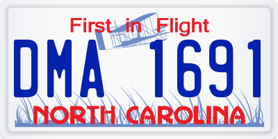 NC license plate DMA1691