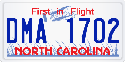 NC license plate DMA1702