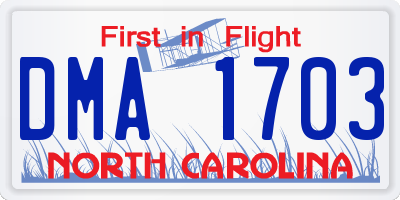 NC license plate DMA1703