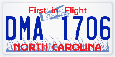 NC license plate DMA1706