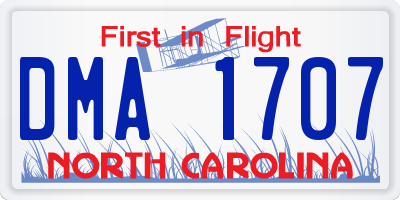 NC license plate DMA1707