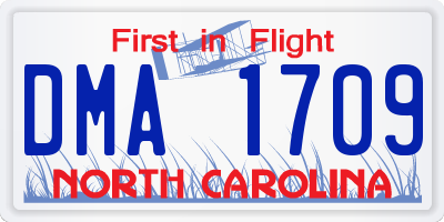 NC license plate DMA1709
