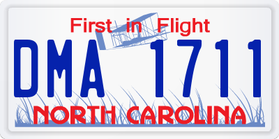 NC license plate DMA1711