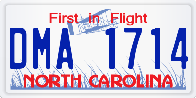 NC license plate DMA1714