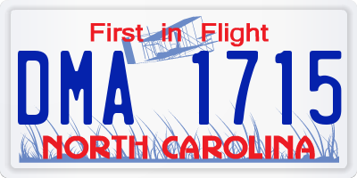 NC license plate DMA1715