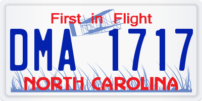 NC license plate DMA1717