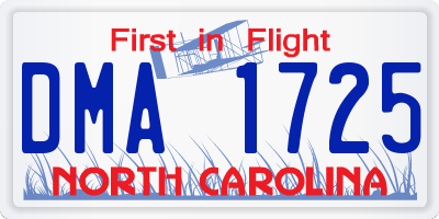 NC license plate DMA1725