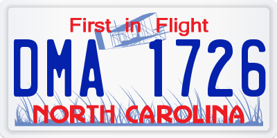 NC license plate DMA1726