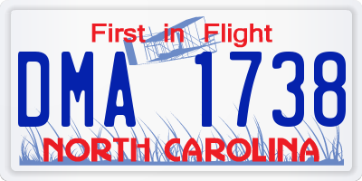 NC license plate DMA1738