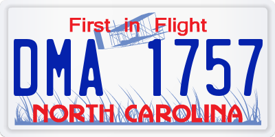 NC license plate DMA1757