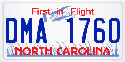 NC license plate DMA1760