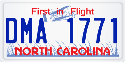 NC license plate DMA1771