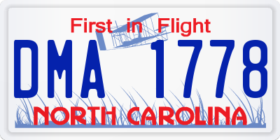 NC license plate DMA1778