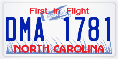 NC license plate DMA1781